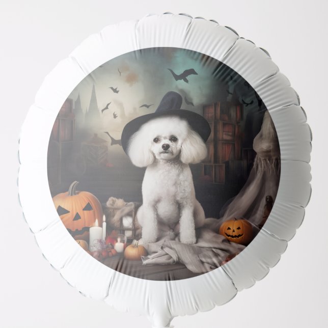 Bichon Frise Pumpkins Halloween Scary Balloon (Front)