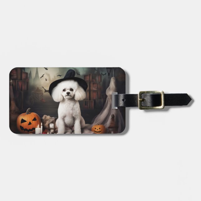 Bichon Frise Pumpkins Halloween Scary Luggage Tag (Front Horizontal)
