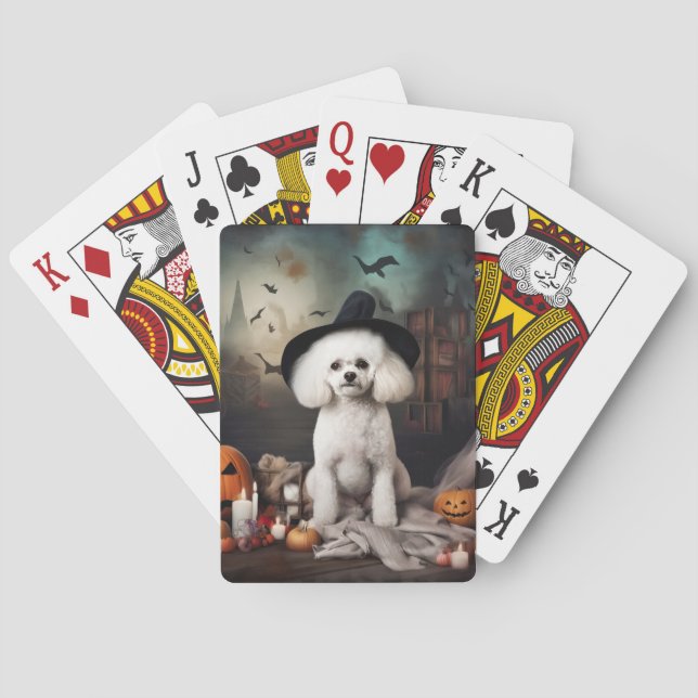 Bichon Frise Pumpkins Halloween Scary Poker Cards (Back)