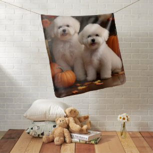 Bichon Frise Puppy Autumn Delight Pumpkin  Baby Blanket