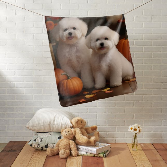 Bichon Frise Puppy Autumn Delight Pumpkin  Baby Blanket (In Situ)
