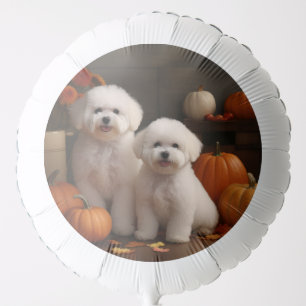 Bichon Frise Puppy Autumn Delight Pumpkin Balloon