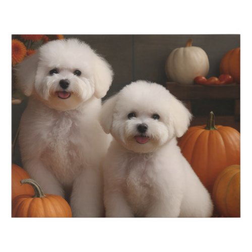 Bichon Frise Puppy Autumn Delight Pumpkin  Faux Canvas Print