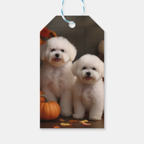 Bichon Frise Puppy Autumn Delight Pumpkin  Gift Tags