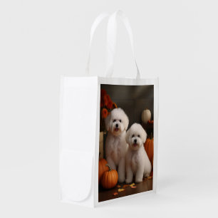 Bichon Frise Puppy Autumn Delight Pumpkin Grocery Bag