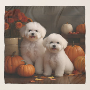 Bichon Frise Puppy Autumn Delight Pumpkin Scarf