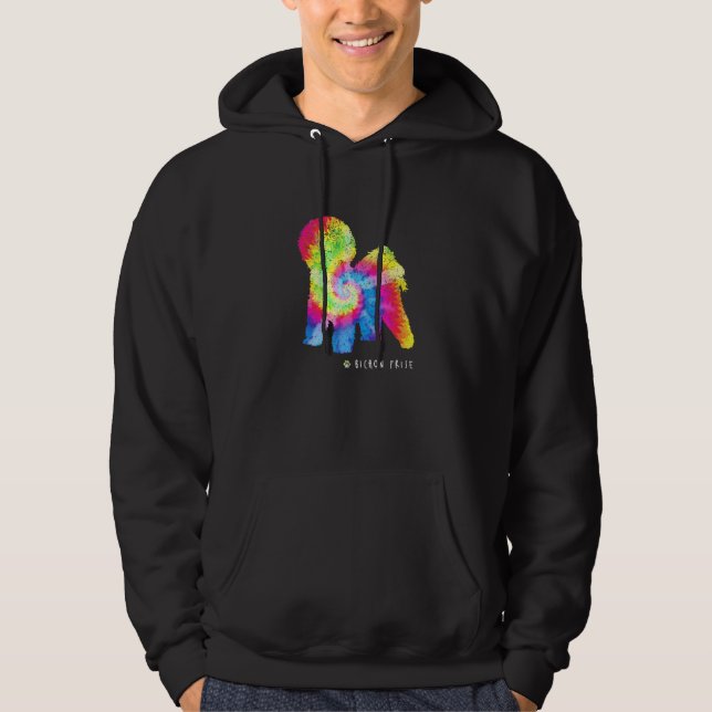 Bichon Frise Puppy Pet Dog Owner Hippy Tie Dye Hoodie (Front)