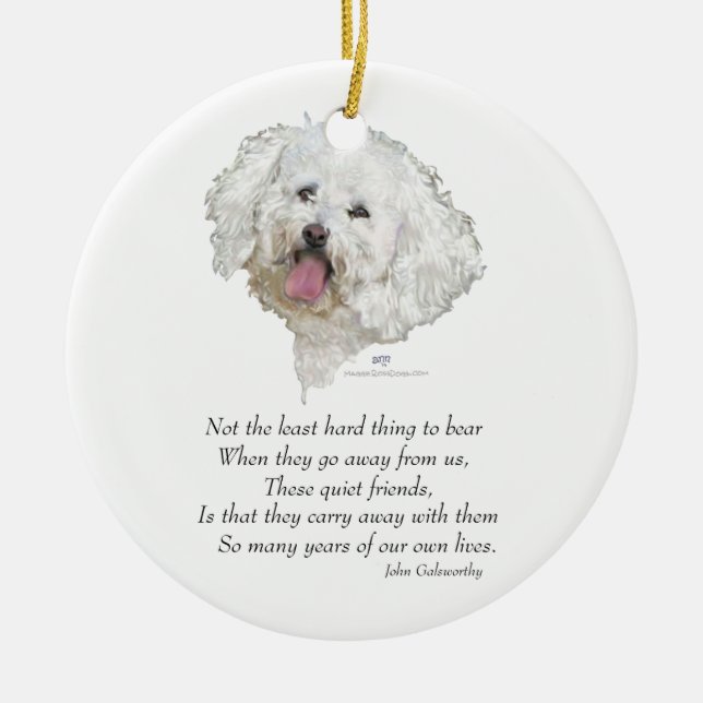 Bichon Frise Rainbow Bridge Ceramic Ornament (Front)