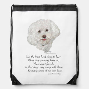 Bichon Frise Rainbow Bridge Drawstring Bag