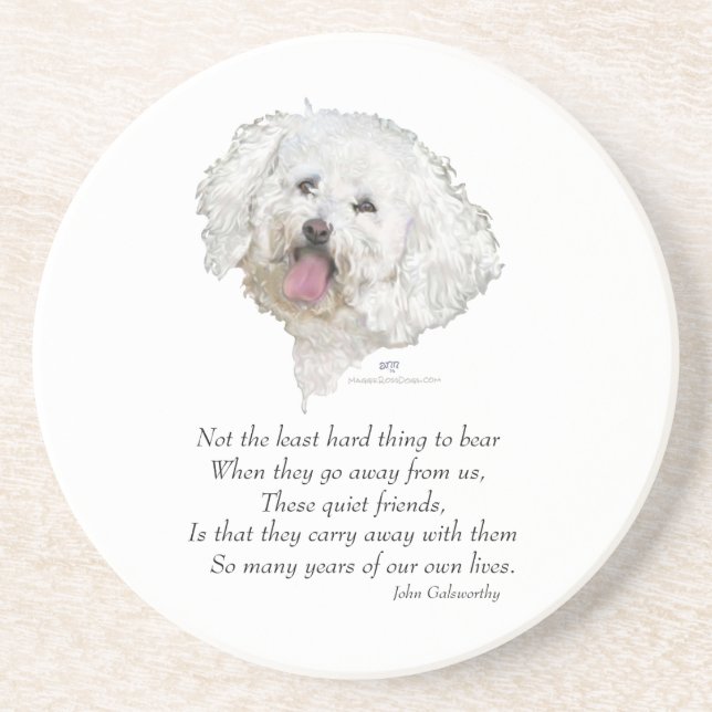 Bichon Frise Rainbow Bridge Drink Coaster (Front)