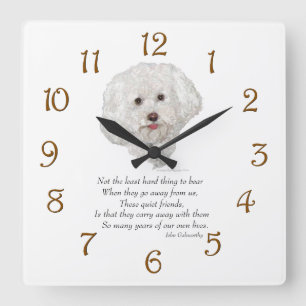 Bichon Frise Rainbow Bridge Square Wall Clock