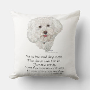 Bichon Frise Rainbow Bridge Throw Pillow
