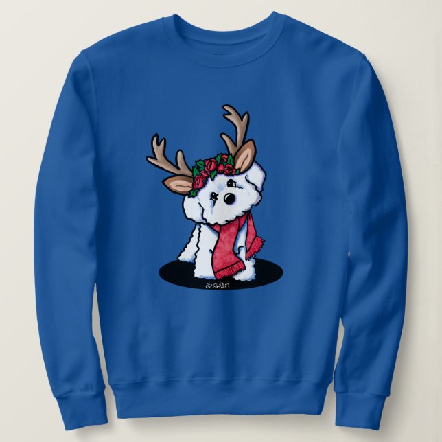 Bichon Frise Reindeer Christmas Sweatshirt (Design Front)