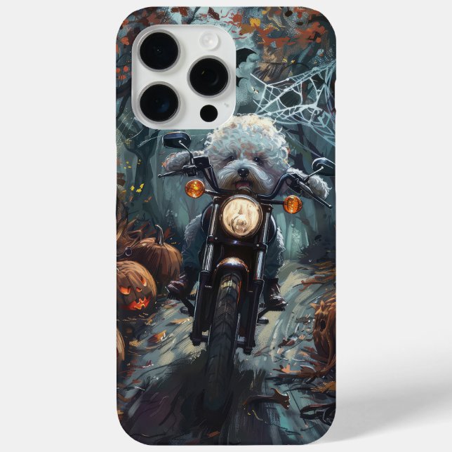 Bichon Frise Riding Motorcycle Halloween Scary Case-Mate iPhone Case (Back)