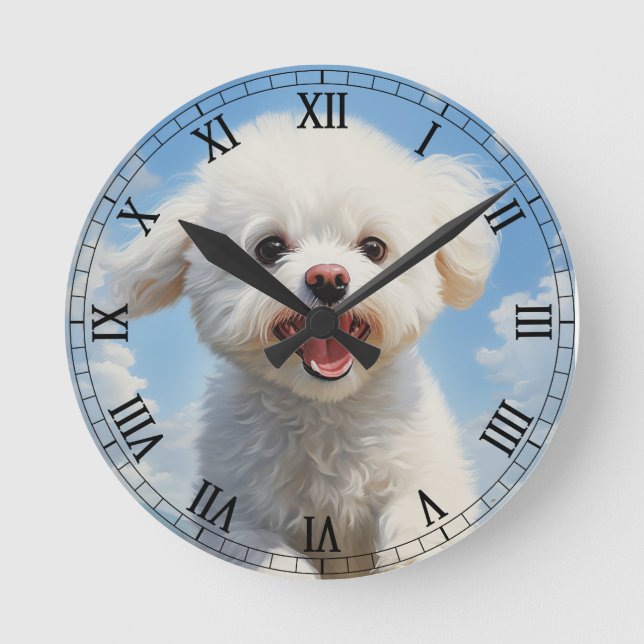Bichon Frise Round Clock (Front)