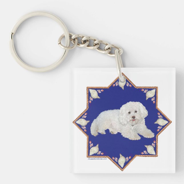 Bichon Frise Seashells Keychain (Front)