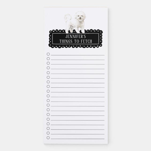 Bichon Frise Shopping List  Magnetic Notepad (Front)
