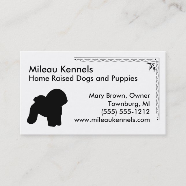 Bichon Frise Silhouette Black and White Business Card (Front)