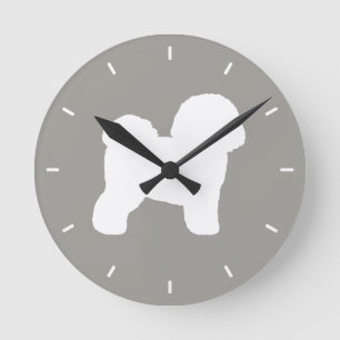 Bichon Frise Silhouette Round Clock