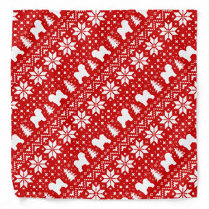 Bichon Frise Silhouettes Christmas Pattern Red Bandana