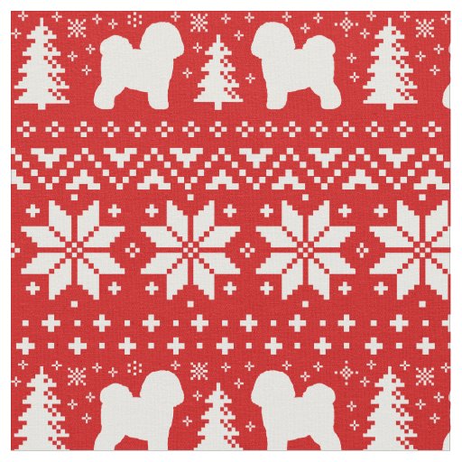 Bichon Frise Silhouettes Dogs Christmas Holiday Fabric
