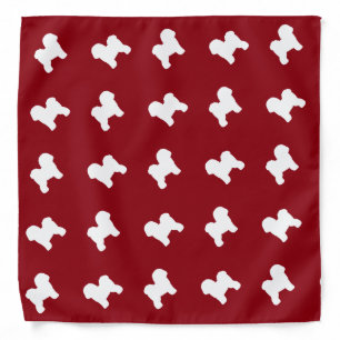 Bichon Frise Silhouettes Pattern Red Bandana