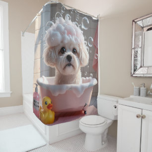 Bichon Frise Sloppy Sleepy Cute Funny Shower Curtain