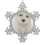 Bichon Frise Snowflake Pewter Christmas Ornament