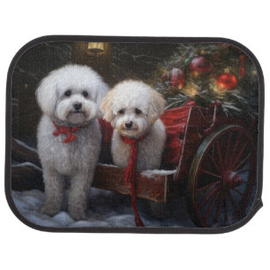 Bichon Frise Snowy Sleigh Christmas Decor Car Floor Mat