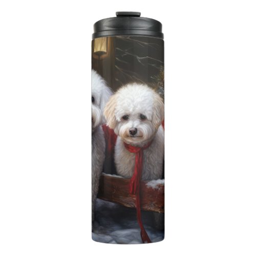 Bichon Frise Snowy Sleigh Christmas Decor Thermal Tumbler