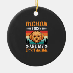 Bichon Frise Spirit Animal Retro Dog Ceramic Ornament
