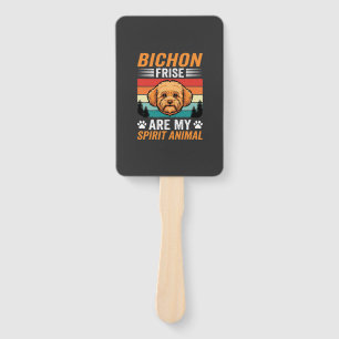 Bichon Frise Spirit Animal Retro Dog Hand Fan