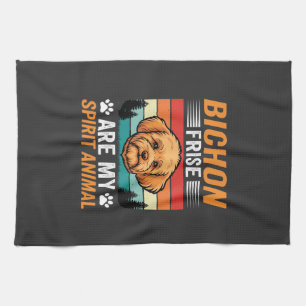 Bichon Frise Spirit Animal Retro Dog Kitchen Towel