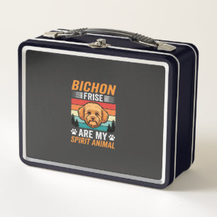Bichon Frise Spirit Animal Retro Dog Metal Lunch Box