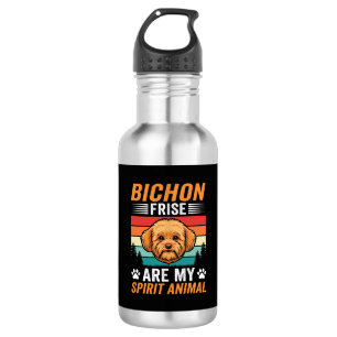 Bichon Frise Spirit Animal Retro Dog Stainless Steel Water Bottle