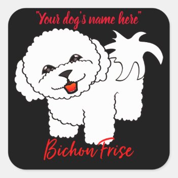 Bichon Frise Square Sticker by iambandc_art at Zazzle