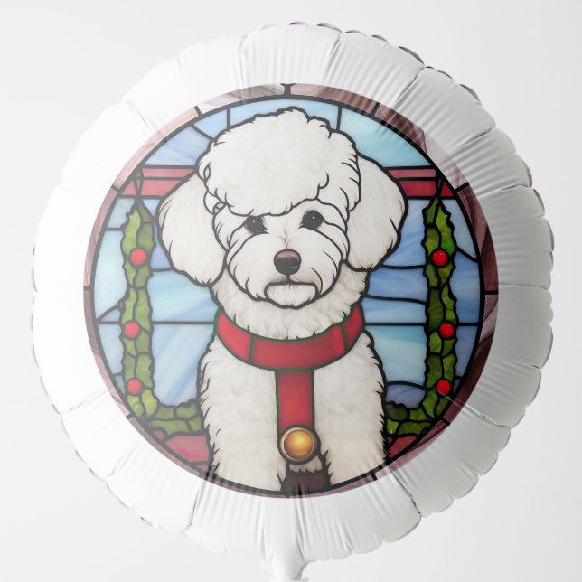 Bichon Frise Stained Glass Christmas  Balloon (Front)