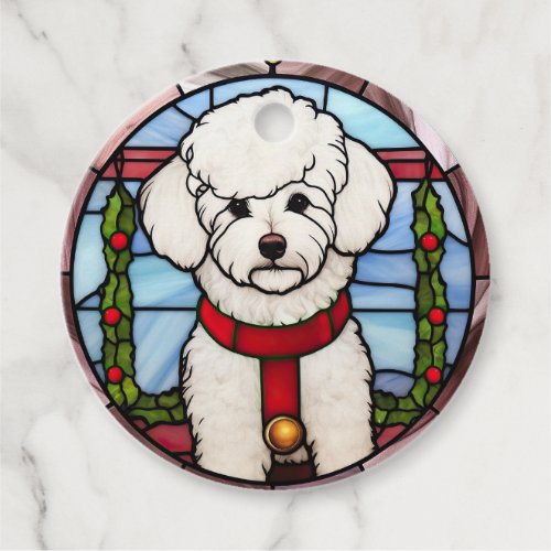 Bichon Frise Stained Glass Christmas  Favor Tags