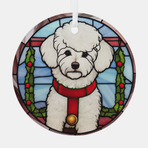 Bichon Frise Stained Glass Christmas Ornament