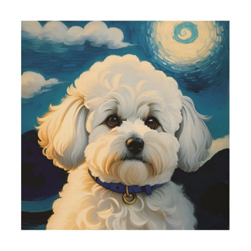 Bichon Frise Starry Night Wood Wall Art