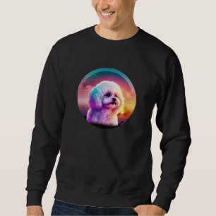 Bichon Frise Synthwave 80s Retrowave Aesthetic  1 Sweatshirt