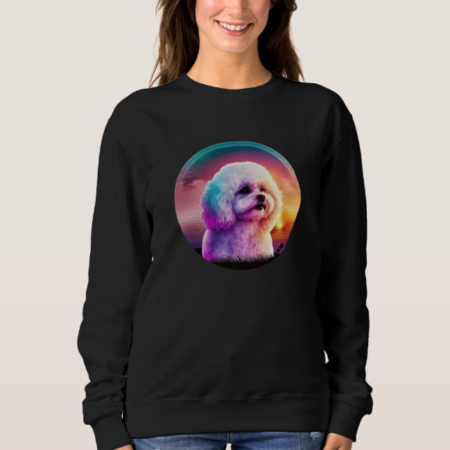Bichon Frise Synthwave 80s Retrowave Aesthetic  1 Sweatshirt (Front)