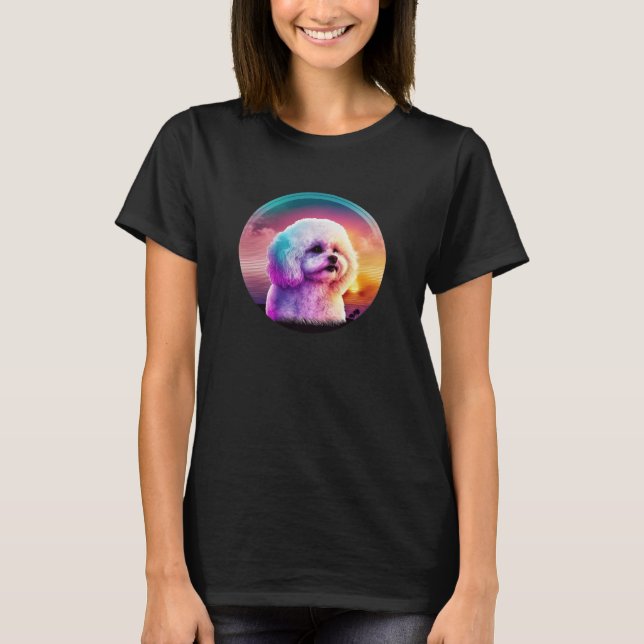 Bichon Frise Synthwave 80s Retrowave Aesthetic  1 T-Shirt (Front)