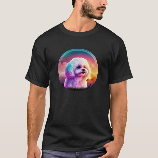 Bichon Frise Synthwave 80s Retrowave Aesthetic  1 T-Shirt (Front)
