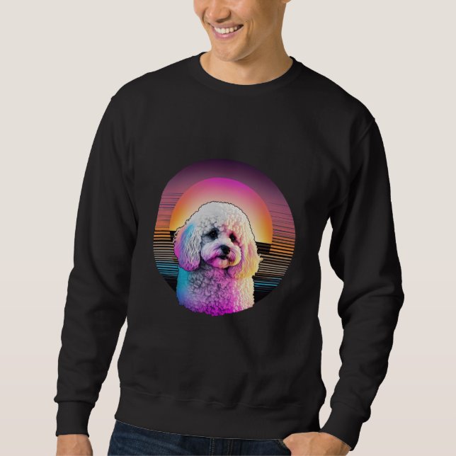 Bichon Frise Synthwave 80s Retrowave Aesthetic  2 Sweatshirt (Front)