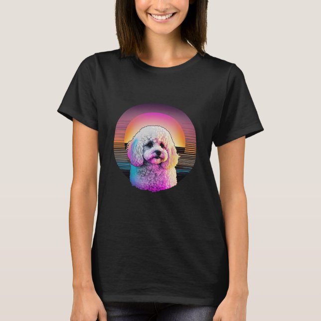 Bichon Frise Synthwave 80s Retrowave Aesthetic  2 T-Shirt (Front)