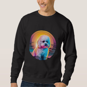 Bichon Frise Synthwave 80s Retrowave Aesthetic Sweatshirt