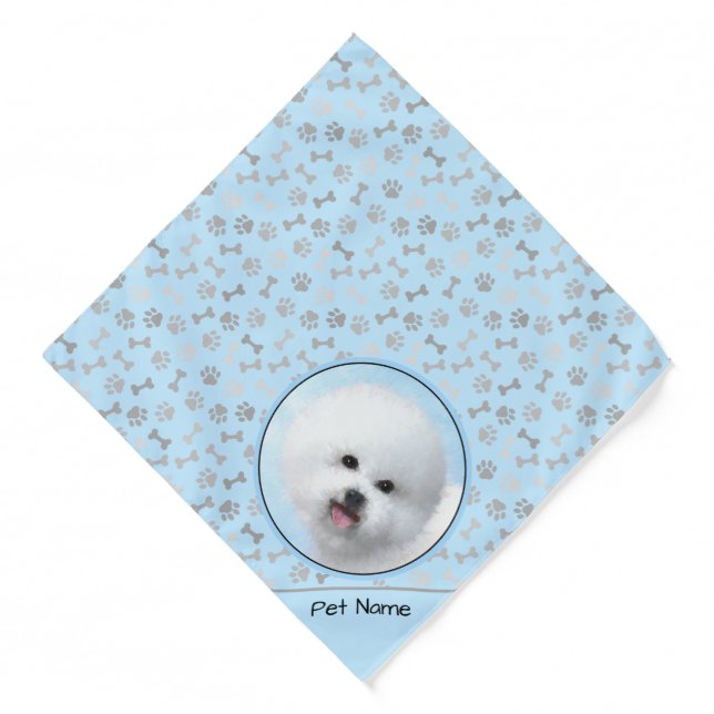 Bichon Frise Tenerife Painting White Cute Dog Art Bandana (Front)