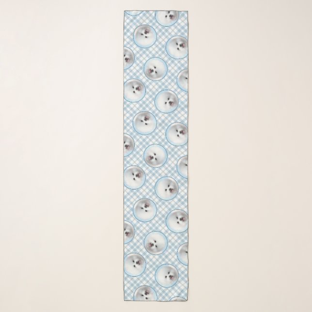 Bichon Frise Tenerife Painting White Cute Dog Art Scarf (Front)