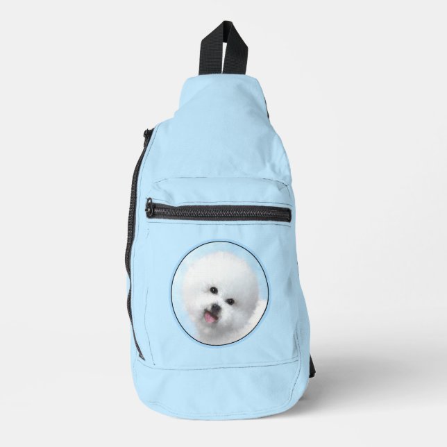 Bichon Frise Tenerife Painting White Cute Dog Art Sling Bag (Front)